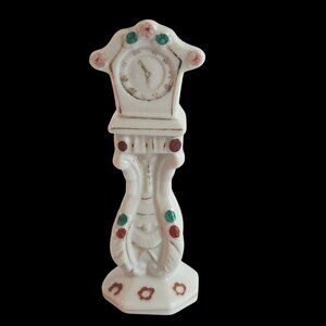 Vintage Miniature Grandfather Clock Dollhouse Floral White Ceramic 4.5'' JAPAN